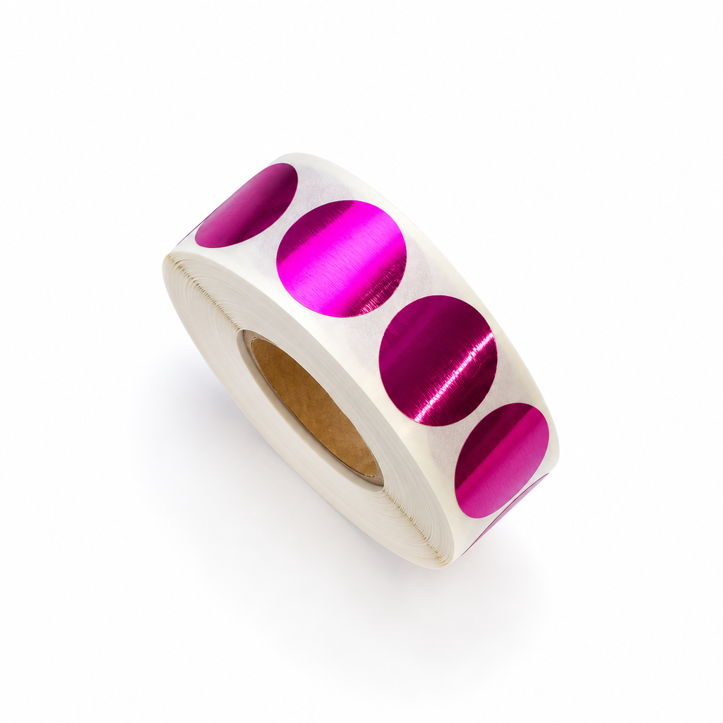 Hot Pink 16mm Scratch-Off Stickers — Roll of 1,000