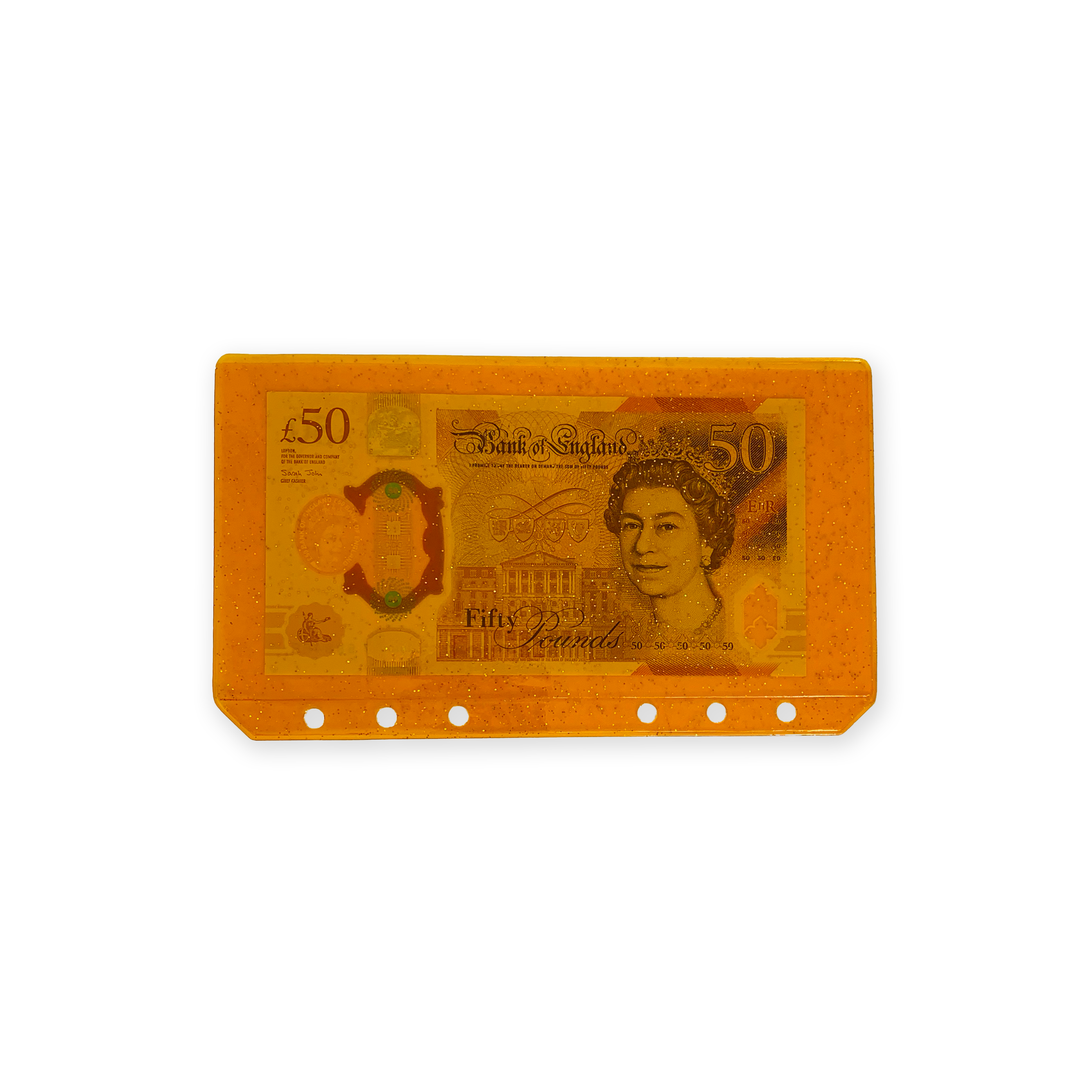 Glitter Zipless Cash Envelope - Tangerine