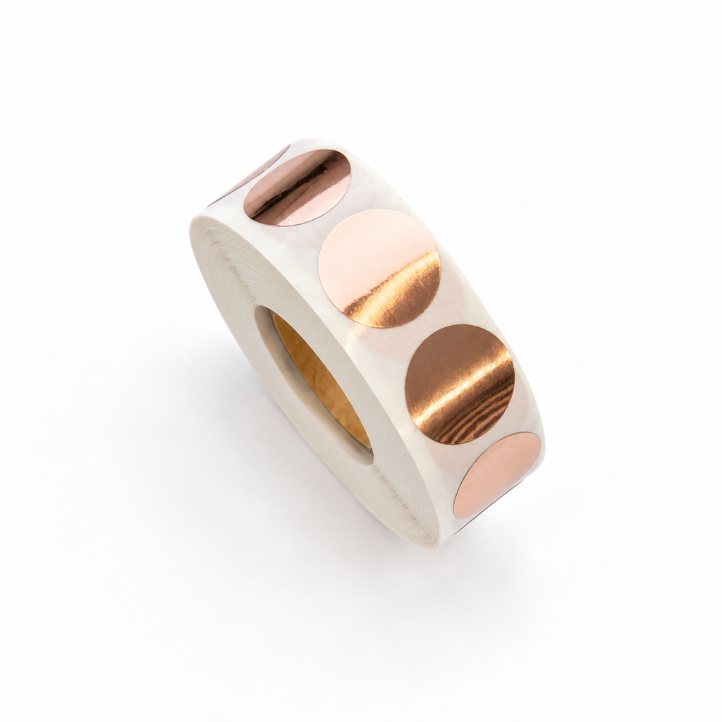 Copper 16mm Scratch-Off Stickers — Roll of 1,000