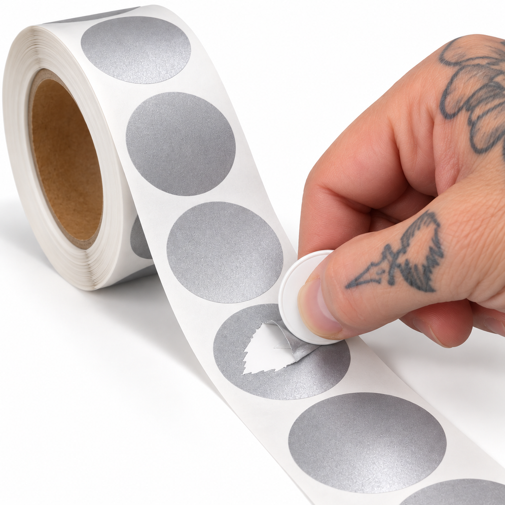 Gold 16mm Scratch-Off Stickers — Roll of 1,000