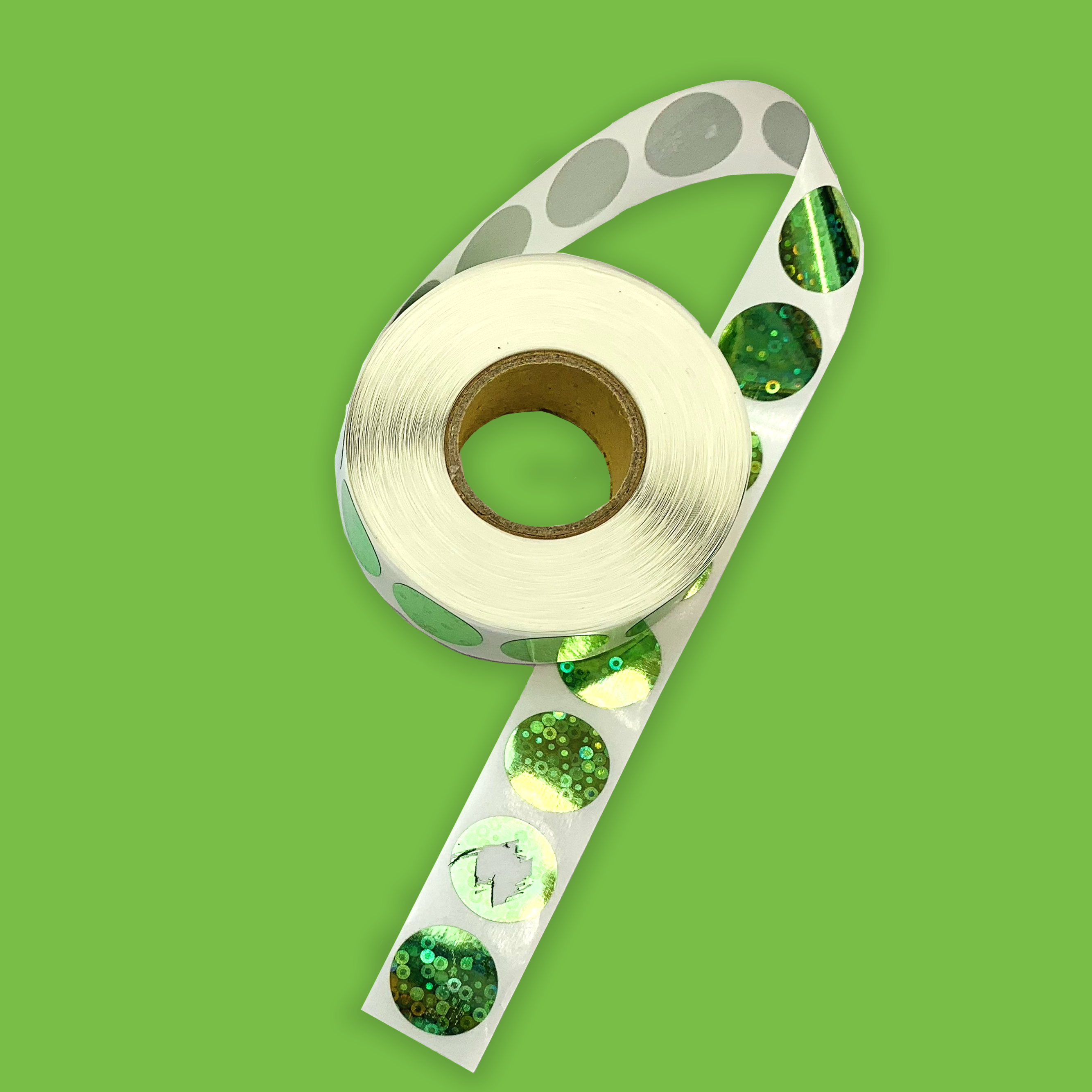 Scratch Off Stickers - Green Circle Holographic
