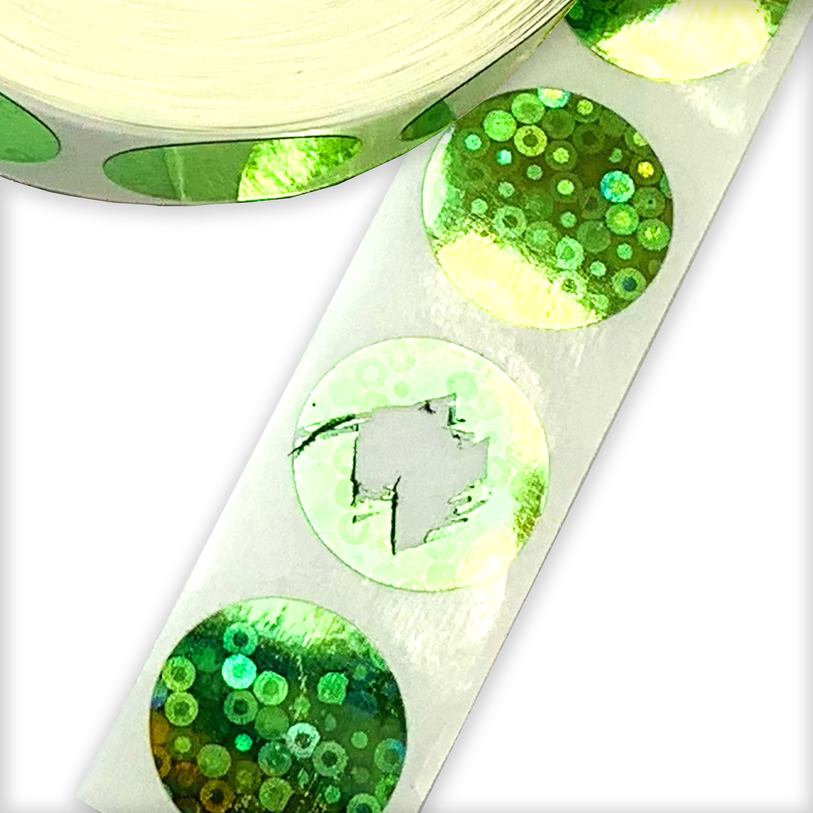 Scratch Off Stickers - Green Circle Holographic